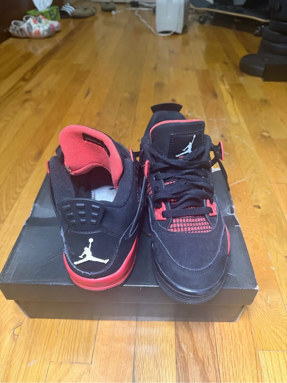 Jordan Red Thunder 4s Black and Red Sneakers